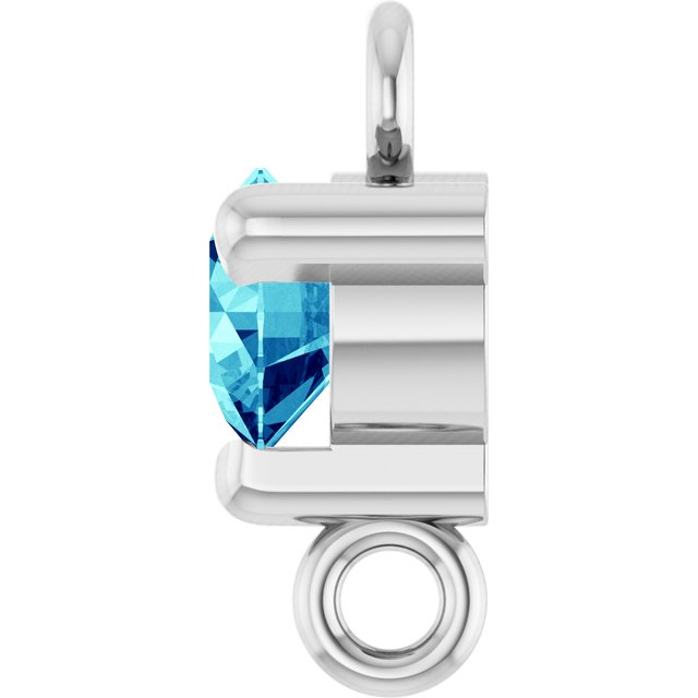 Natural Blue Zircon Link, 4 mm x 7.25 mm