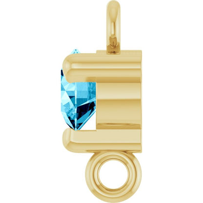 Natural Aquamarine Link, 4 mm x 7.25 mm