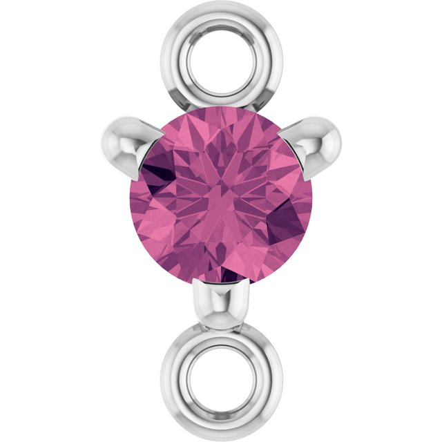 Petite Pavé® Natural Pink Tourmaline Link, 4 mm x 7.25 mm