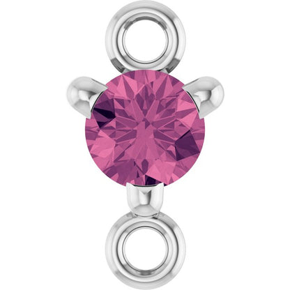 Petite Pavé® Natural Pink Tourmaline Link, 4 mm x 7.25 mm