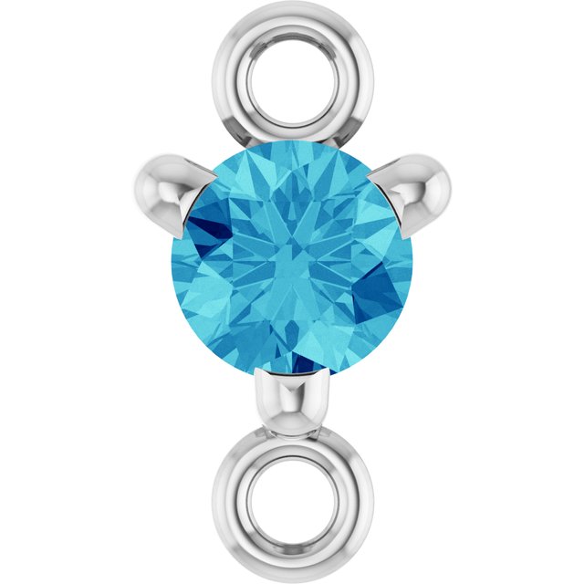 Petite Pavé® Natural Blue Zircon Link, 4 mm x 7.25 mm