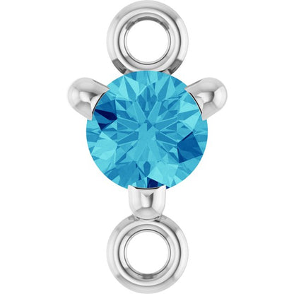 Petite Pavé® Natural Blue Zircon Link, 4 mm x 7.25 mm