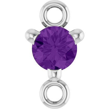 Petite Pavé® Natural Amethyst Link, 4 mm x 7.25 mm
