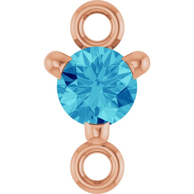 Petite Pavé® Natural Blue Zircon Link, 4 mm x 7.25 mm
