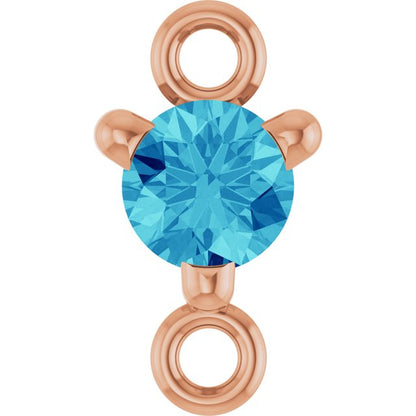 Petite Pavé® Natural Blue Zircon Link, 4 mm x 7.25 mm