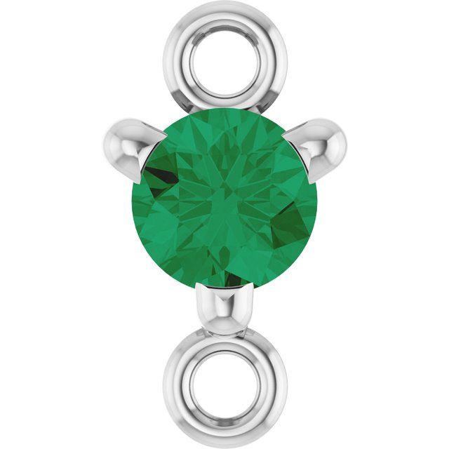Petite Pavé® Natural Emerald Link, 4 mm x 7.25 mm