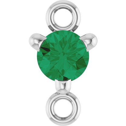 Petite Pavé® Natural Emerald Link, 4 mm x 7.25 mm