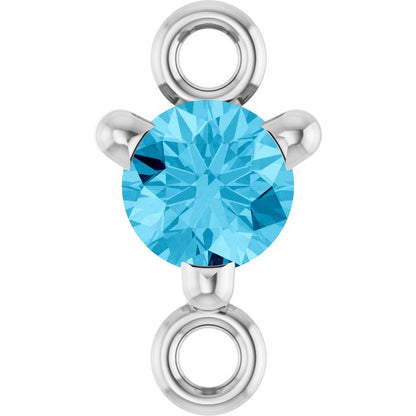 Petite Pavé® Natural Aquamarine Link, 4 mm x 7.25 mm