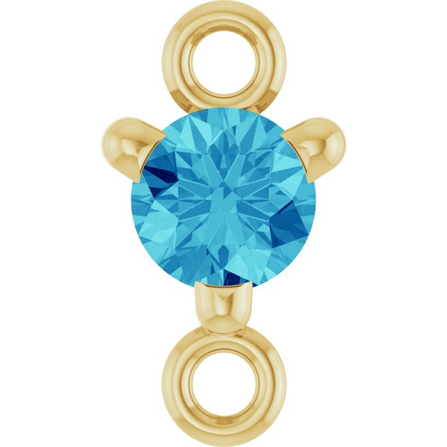 Petite Pavé® Natural Blue Zircon Link, 4 mm x 7.25 mm