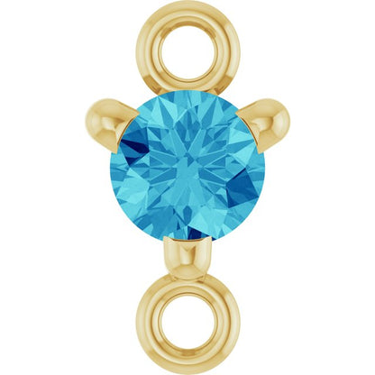 Petite Pavé® Natural Blue Zircon Link, 4 mm x 7.25 mm