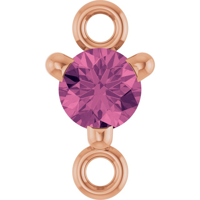 Petite Pavé® Natural Pink Tourmaline Link, 4 mm x 7.25 mm