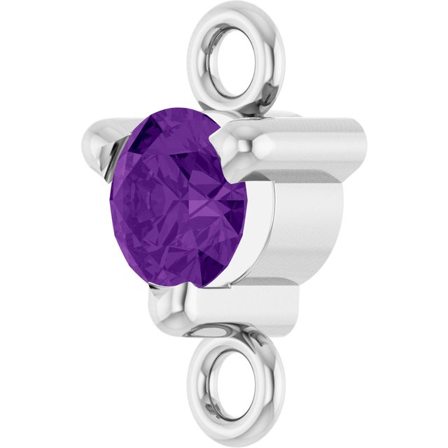 Petite Pavé® Natural Amethyst Link, 4 mm x 7.25 mm