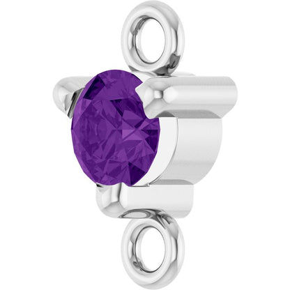 Petite Pavé® Natural Amethyst Link, 4 mm x 7.25 mm