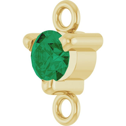 Petite Pavé® Natural Emerald Link, 4 mm x 7.25 mm