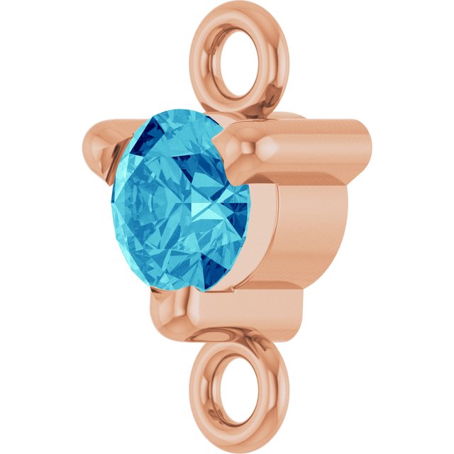 Petite Pavé® Natural Blue Zircon Link, 4 mm x 7.25 mm