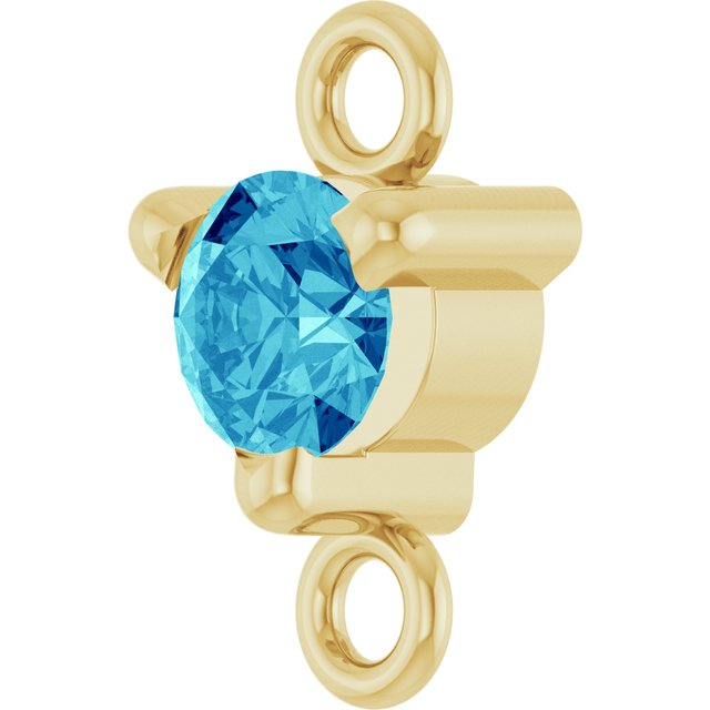 Petite Pavé® Natural Blue Zircon Link, 4 mm x 7.25 mm