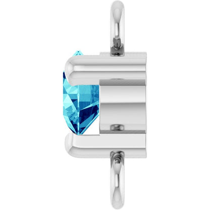 Petite Pavé® Natural Blue Zircon Link, 4 mm x 7.25 mm