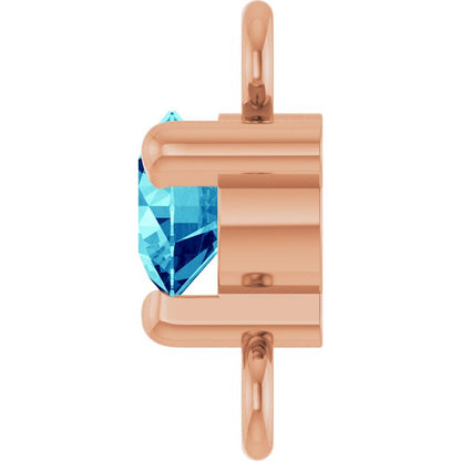 Petite Pavé® Natural Blue Zircon Link, 4 mm x 7.25 mm