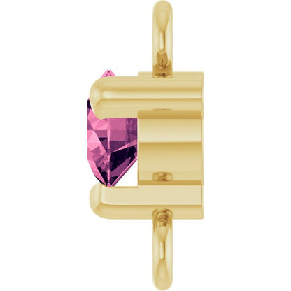 Petite Pavé® Natural Pink Tourmaline Link, 4 mm x 7.25 mm