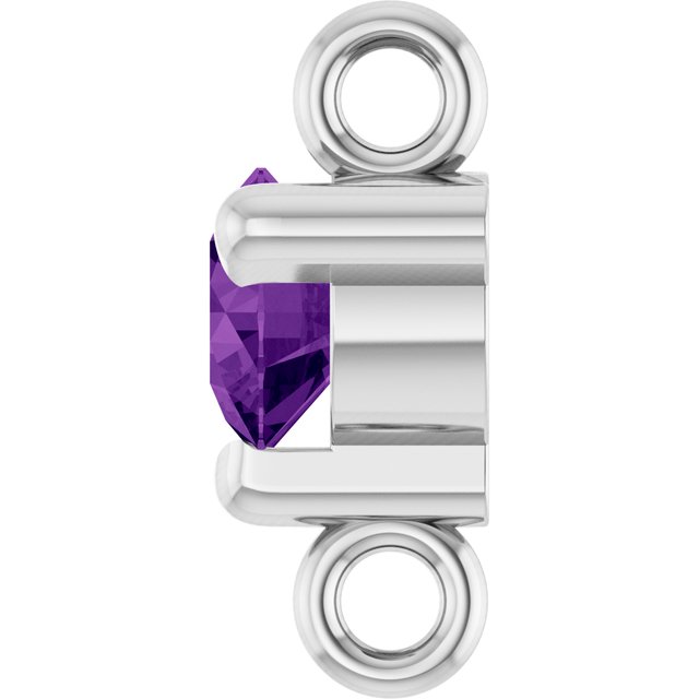 Petite Pavé® Natural Amethyst Link, 4 mm x 7.25 mm, Solitaire