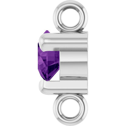 Petite Pavé® Natural Amethyst Link, 4 mm x 7.25 mm, Solitaire