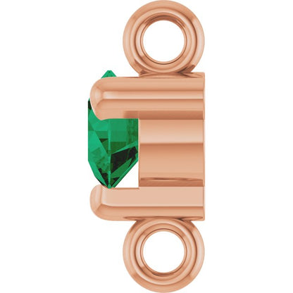 Petite Pavé® Natural Emerald Link, 4 mm x 7.25 mm, Solitaire