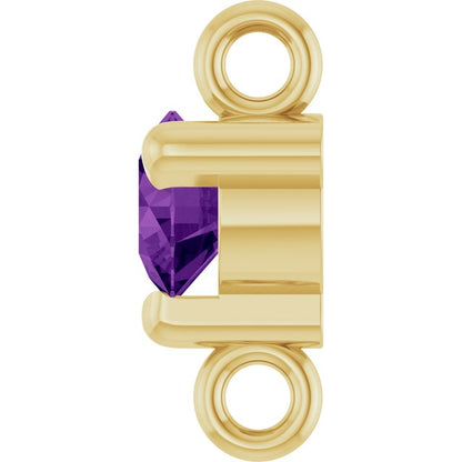 Petite Pavé® Natural Amethyst Link, 4 mm x 7.25 mm, Solitaire