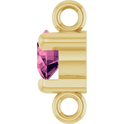 Petite Pavé® Natural Pink Tourmaline Link, 4 mm x 7.25 mm, Solitaire