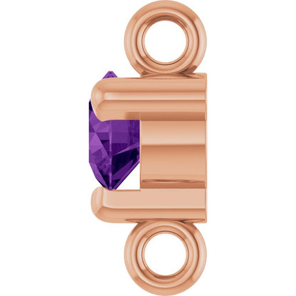 Petite Pavé® Natural Amethyst Link, 4 mm x 7.25 mm, Solitaire