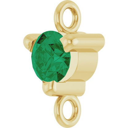 Petite Pavé® Natural Emerald Link, 4 mm x 7.25 mm, Solitaire