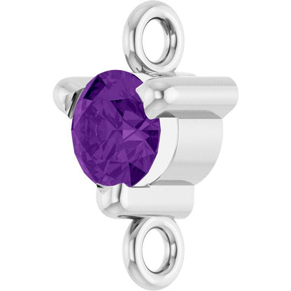 Petite Pavé® Natural Amethyst Link, 4 mm x 7.25 mm, Solitaire