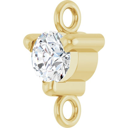 Petite Pavé® Natural White Sapphire Link, 4 mm x 7.25 mm, Solitaire