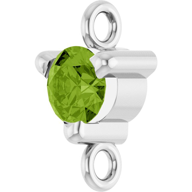 Petite Pavé® Natural Peridot Link, 4 mm x 7.25 mm, Solitaire