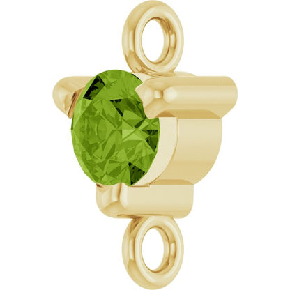 Petite Pavé® Natural Peridot Link, 4 mm x 7.25 mm, Solitaire