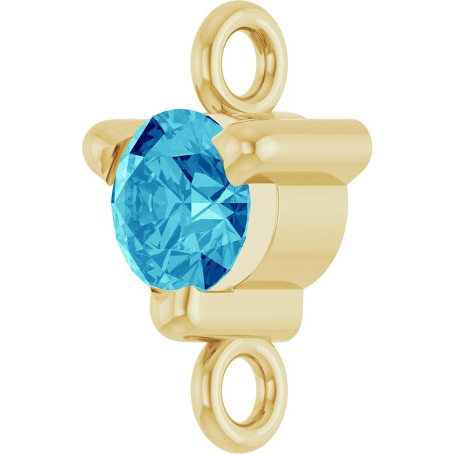 Petite Pavé® Natural Blue Zircon Link, 4 mm x 7.25 mm, Solitaire