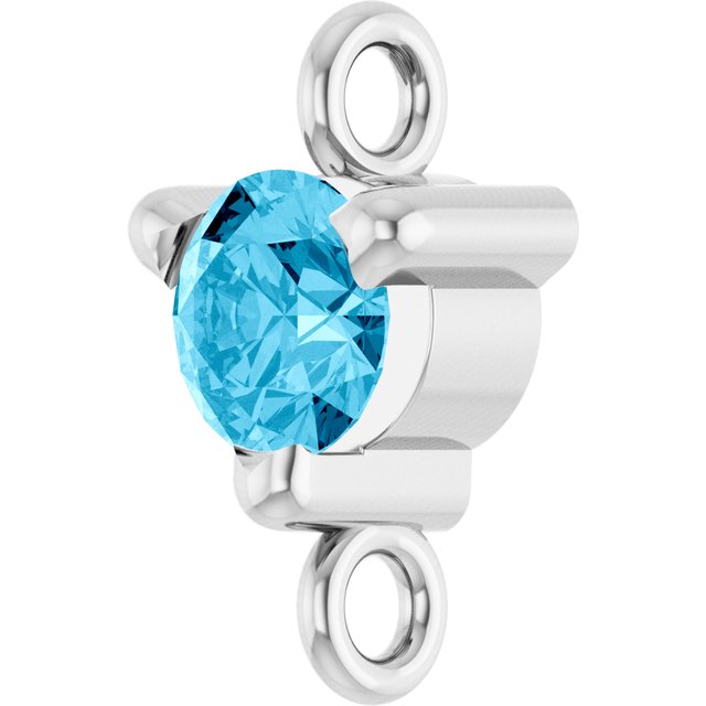 Petite Pavé® Natural Aquamarine Link, 4 mm x 7.25 mm, Solitaire