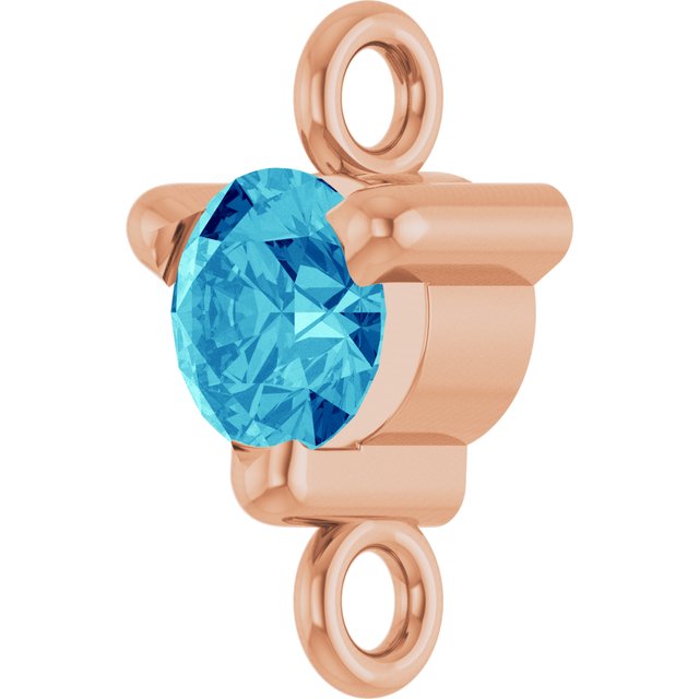 Petite Pavé® Natural Blue Zircon Link, 4 mm x 7.25 mm, Solitaire