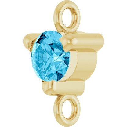 Petite Pavé® Natural Aquamarine Link, 4 mm x 7.25 mm, Solitaire