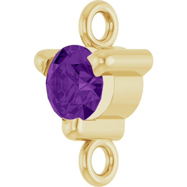 Petite Pavé® Natural Amethyst Link, 4 mm x 7.25 mm, Solitaire