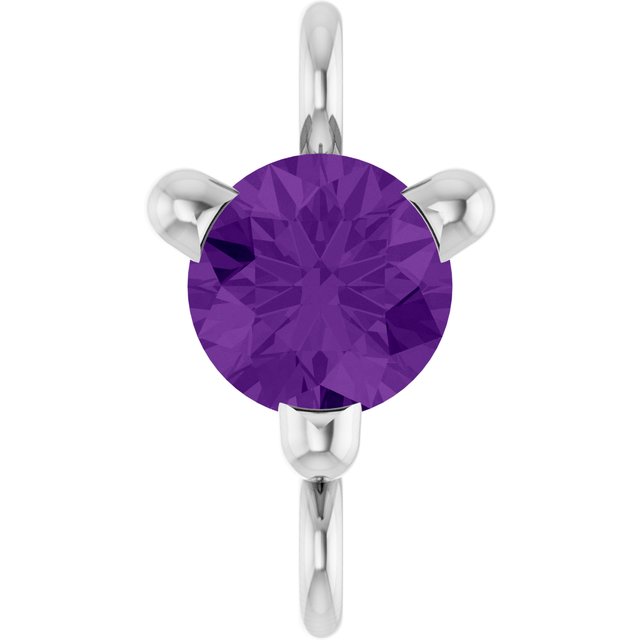 Petite Pavé® Natural Amethyst Link, 4 mm x 7.25 mm, Solitaire