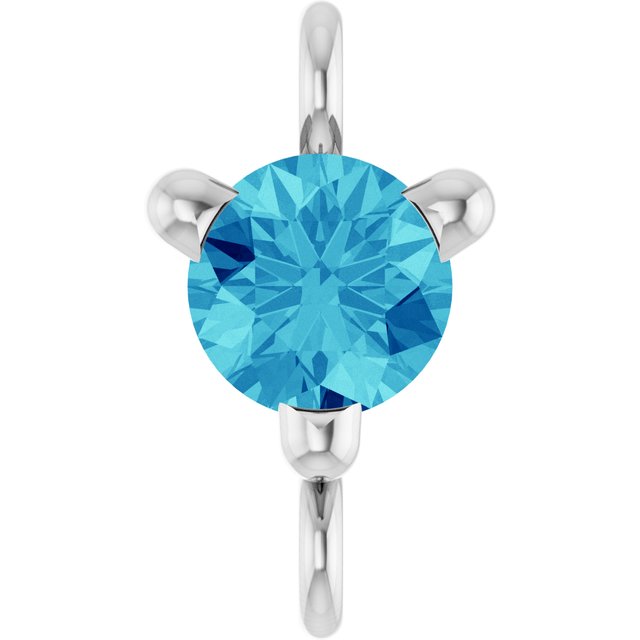Petite Pavé® Natural Blue Zircon Link, 4 mm x 7.25 mm, Solitaire
