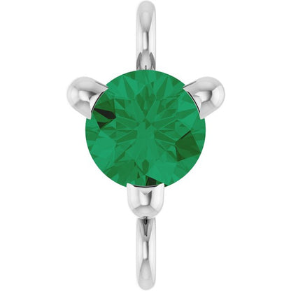 Petite Pavé® Lab-Grown Emerald Link, 4 mm x 7.25 mm, Solitaire