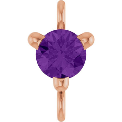 Petite Pavé® Natural Amethyst Link, 4 mm x 7.25 mm, Solitaire