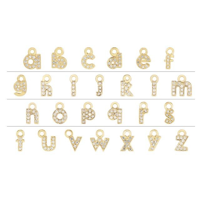 Petite Pavé® .03 CTW Natural Diamond Initial Dangle, 4 mm x 4.5 mm