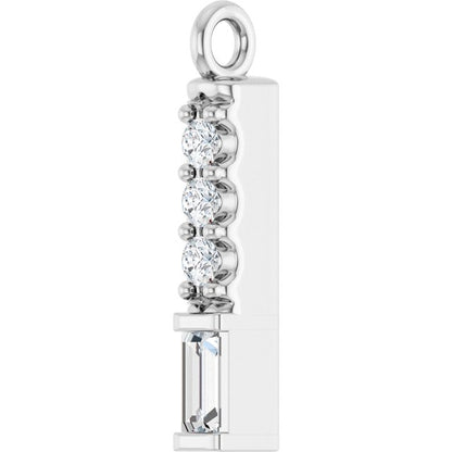 14K White Gold 1/10 CTW Natural Diamond Bar Dangle