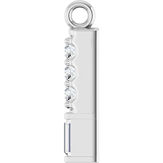14K White Gold 1/10 CTW Natural Diamond Bar Dangle