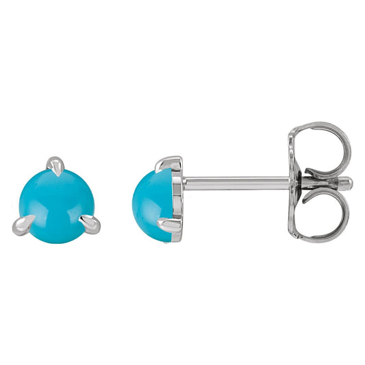 Cabochon Natural Turquoise Stud Earrings