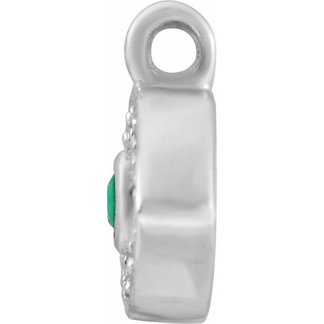 Petite Pavé® Natural Emerald & .05 CTW Natural Diamond Evil Eye Dangle