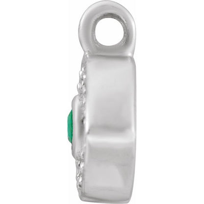 Petite Pavé® Natural Emerald & .05 CTW Natural Diamond Evil Eye Dangle