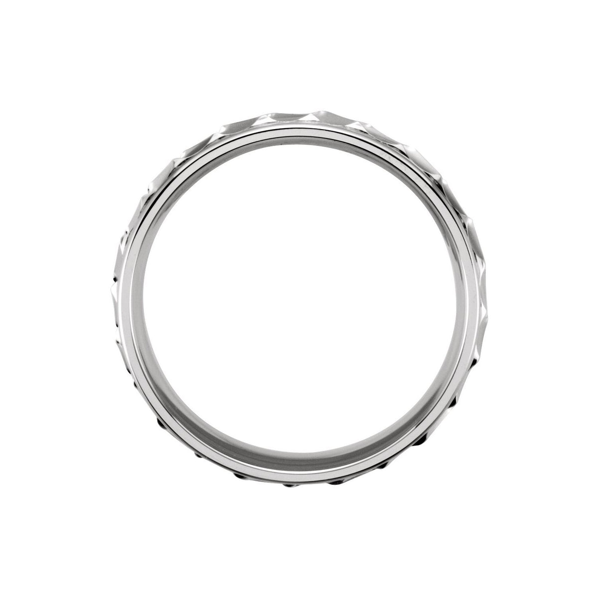 Milgrain Edge Diagonal Grooved Comfort-Fit Half Round Band